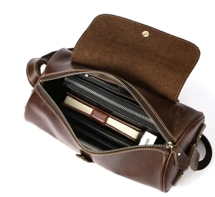 Сумка чоловіча закруглена Vintage 14694 Коричнева