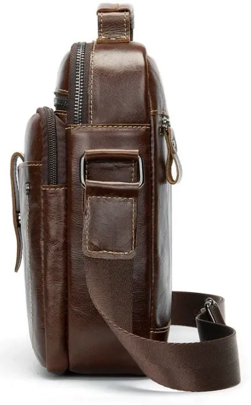 Сумка чоловіча гладка Vintage 14700 Коричнева