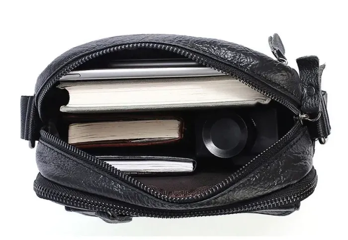 Сумка чоловіча зерниста Vintage 14704 Чорна