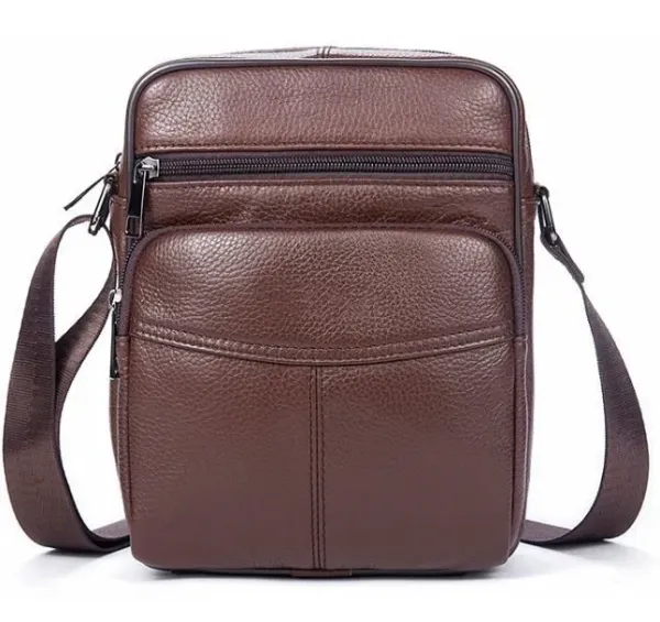 Сумка чоловіча зерниста Vintage 14705 Коричнева