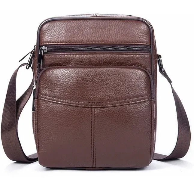 Сумка чоловіча зерниста Vintage 14705 Коричнева