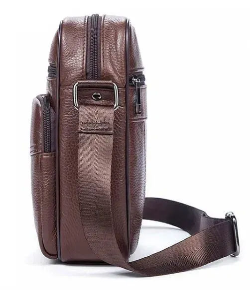 Сумка чоловіча зерниста Vintage 14705 Коричнева