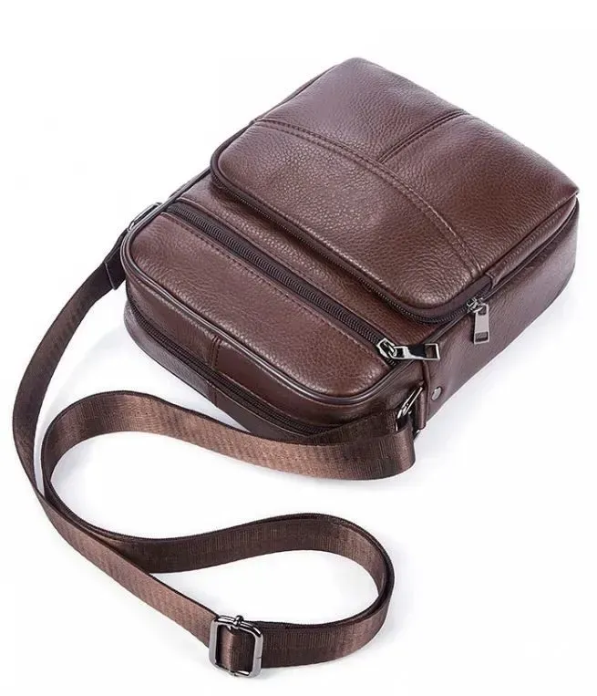 Сумка чоловіча зерниста Vintage 14705 Коричнева