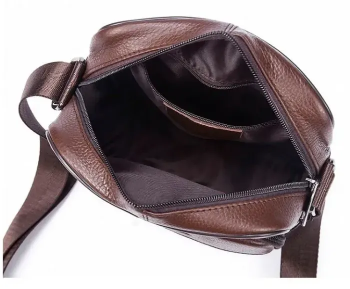 Сумка чоловіча зерниста Vintage 14705 Коричнева