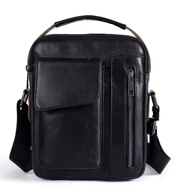 Сумка чоловіча гладка Vintage 14708 Чорна