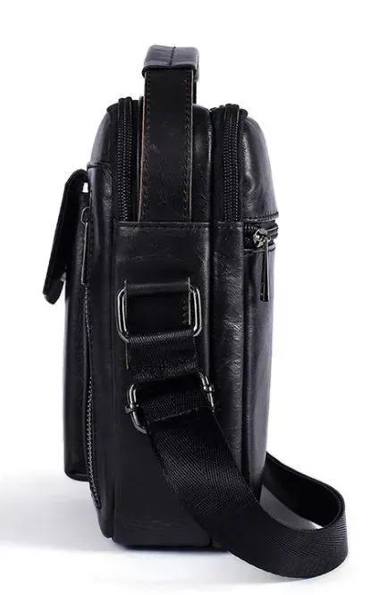 Сумка чоловіча гладка Vintage 14708 Чорна