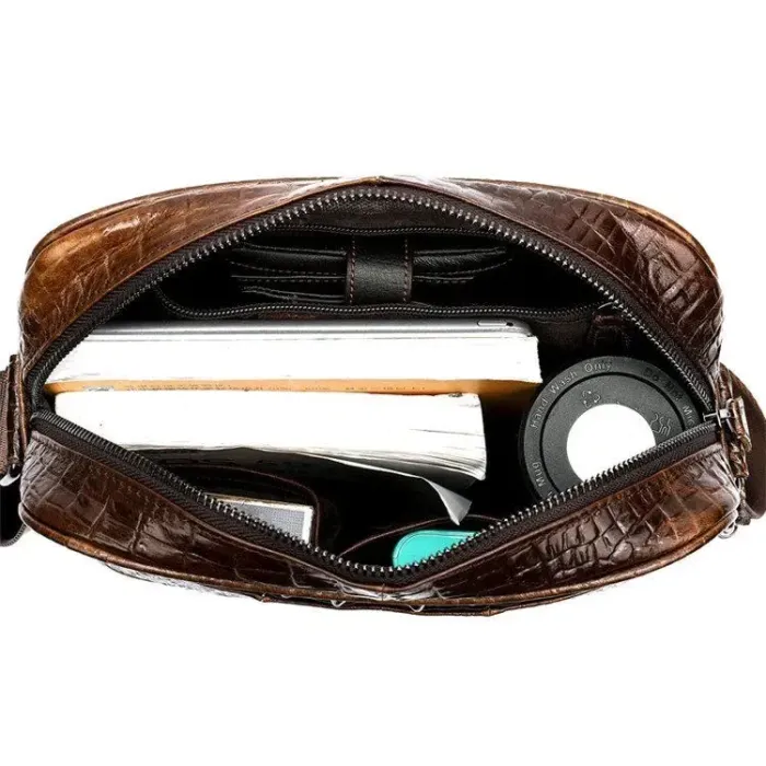 Сумка чоловіча вертикальна з тисненням під крокодила Vintage 14710