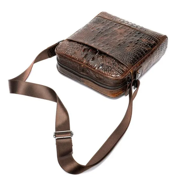 Сумка чоловіча вертикальна з тисненням під крокодила Vintage 14710