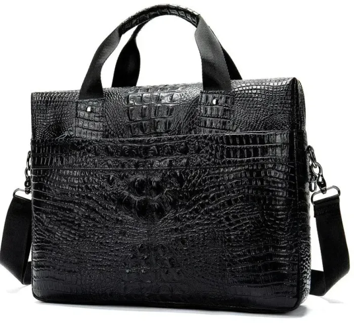 Сумка для ноутбука з тисненням під рептилію Vintage 14718 Чорна