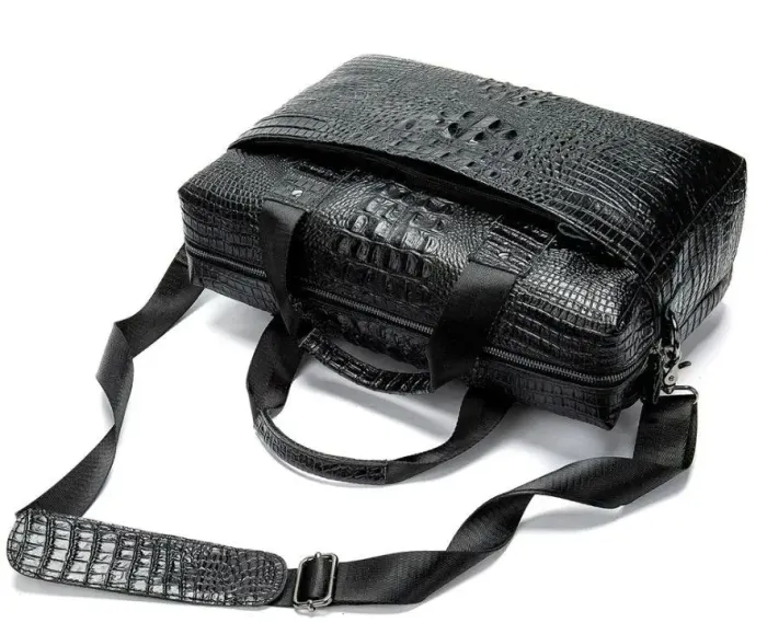 Сумка для ноутбука з тисненням під рептилію Vintage 14718 Чорна