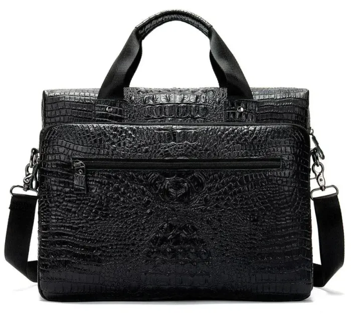 Сумка для ноутбука з тисненням під рептилію Vintage 14718 Чорна
