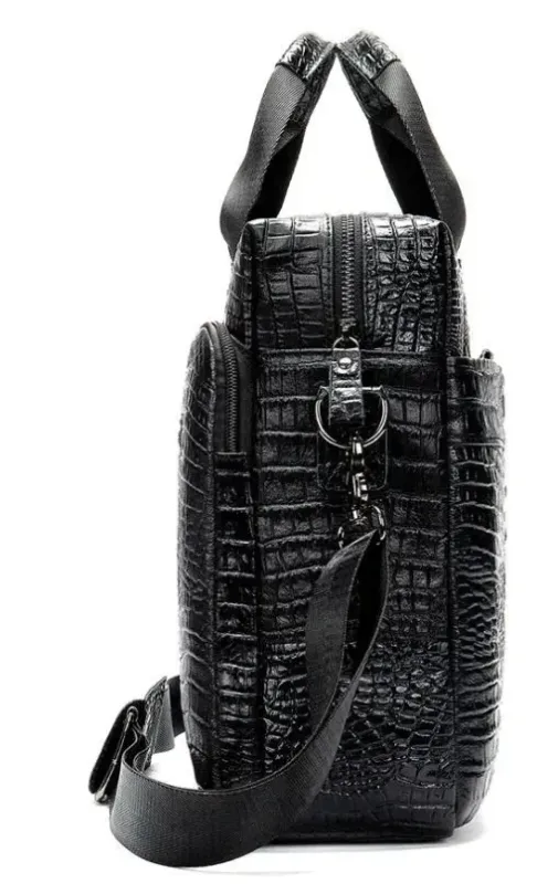 Сумка для ноутбука з тисненням під рептилію Vintage 14718 Чорна