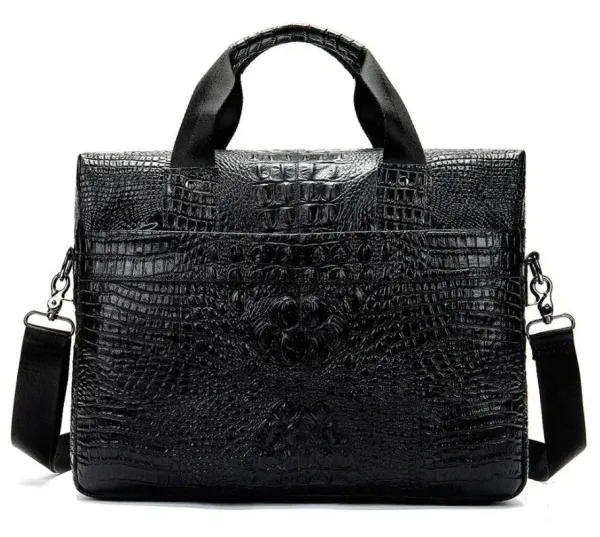 Сумка для ноутбука з тисненням під рептилію Vintage 14718 Чорна