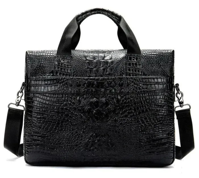 Сумка для ноутбука з тисненням під рептилію Vintage 14718 Чорна