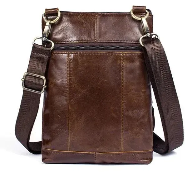 Сумка мужская гладкая Vintage 14731 Коричневая