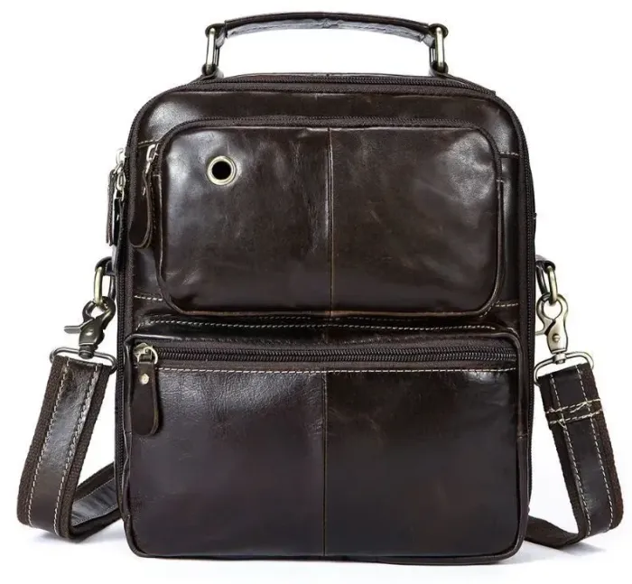 Сумка чоловіча гладка Vintage 14748 Коричнева