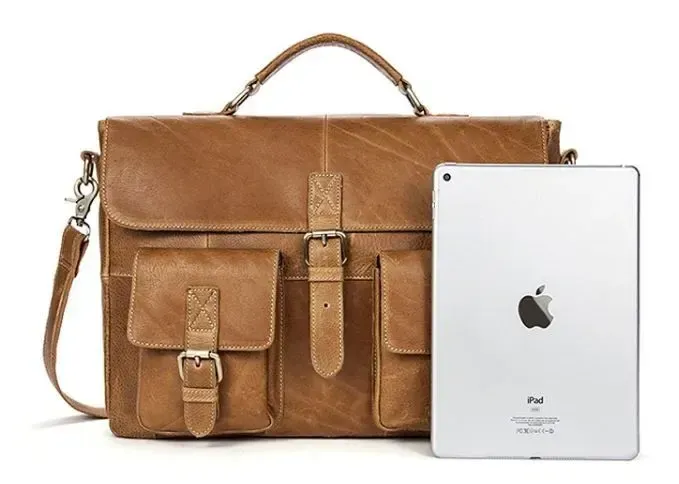 Сумка деловая мужская под ноутбук Vintage 14753 Светло-коричневая
