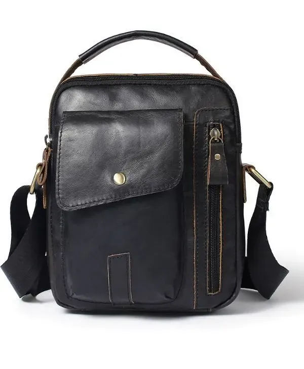 Сумка чоловіча гладка Vintage 14765 Чорна