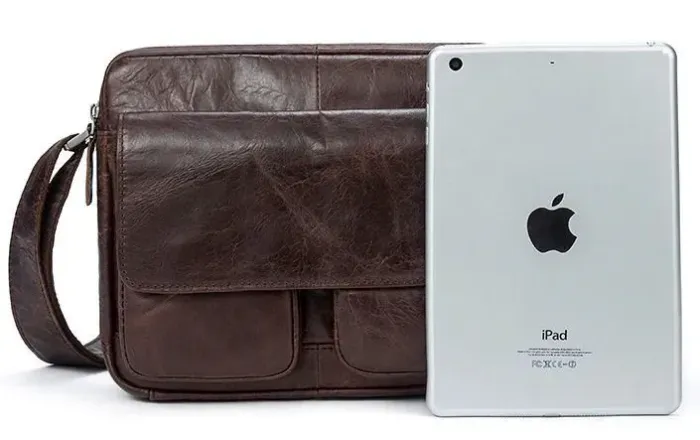 Сумка чоловіча гладка Vintage 14767 Коричнева