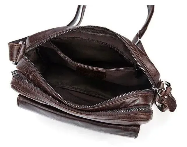 Сумка чоловіча гладка Vintage 14767 Коричнева