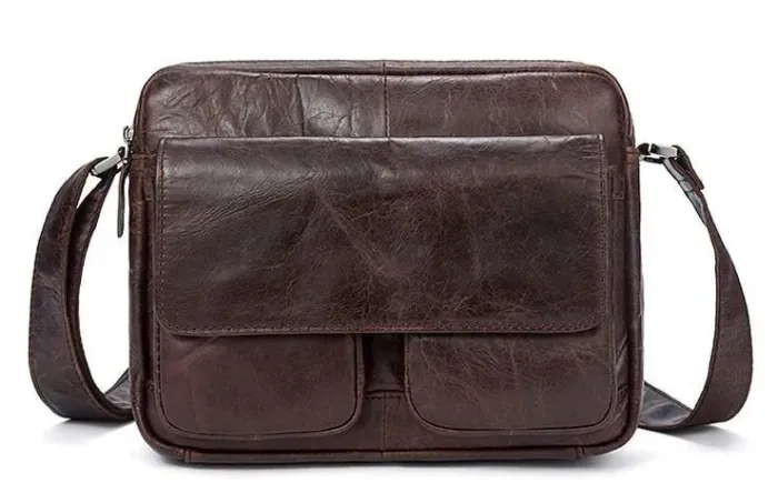Сумка чоловіча гладка Vintage 14767 Коричнева
