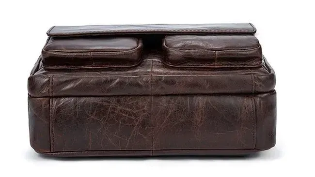 Сумка чоловіча гладка Vintage 14767 Коричнева