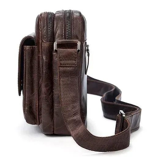 Сумка чоловіча гладка Vintage 14767 Коричнева