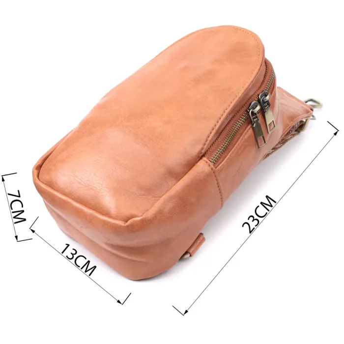 Цікава сумка через плече в модному кольорі з екошкіри Vintage 22793 Рудий