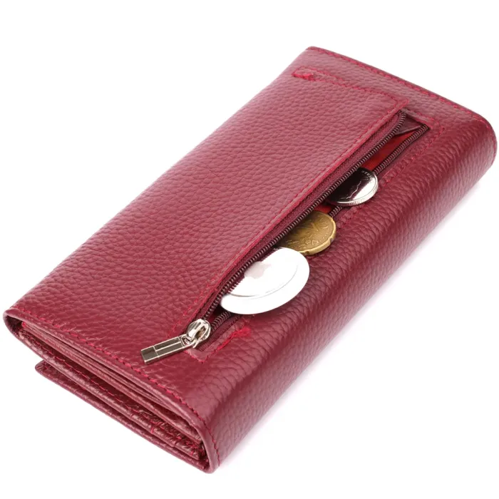 Практичний вертикальний гаманець із натуральної шкіри ST Leather 23085 Бордовий