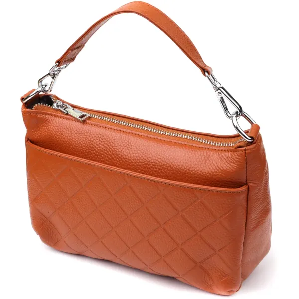 Жіноча сумка з натуральної шкіри з двома ремінцями Vintage 22929 Рудий