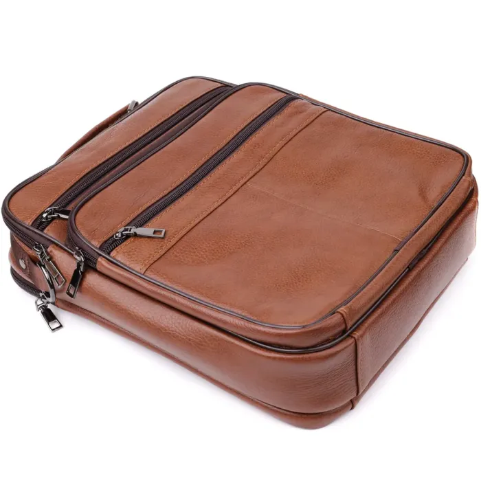 Сумка чоловіча з ручкою для перенесення в руці з натуральної шкіри Vintage 23031 Світло-коричневий