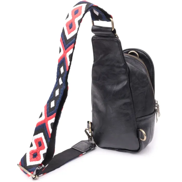 Жіночий слінг сумка через плече з екошкіри Vintage 15117 Чорний