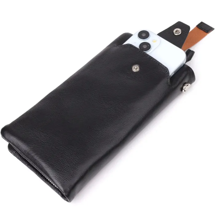 Жіночий шкіряний гаманець-клатч із відділенням під телефон ST Leather 23101 Чорний