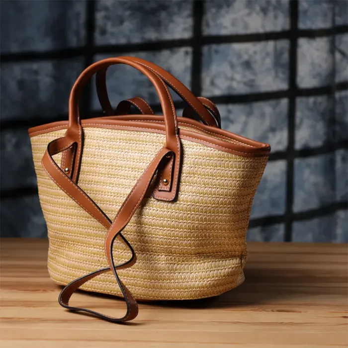 Містка жіноча сумка на літо з якісного текстилю Vintage 15137 Коричневий