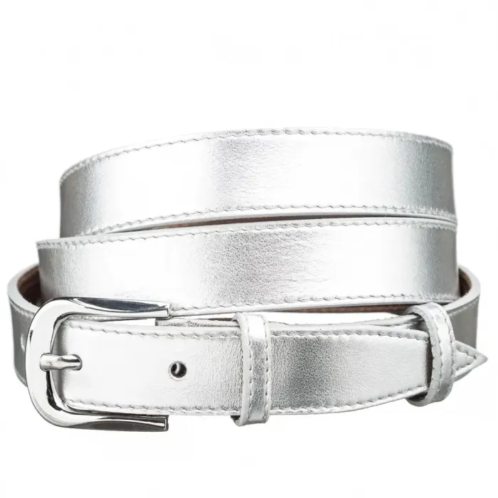 Ремінь шкіряний MAYBIK 15230 Сріблястий