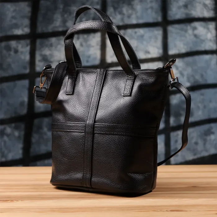 Унікальна сумка жіноча з натуральної шкіри Vintage 22993 Чорний