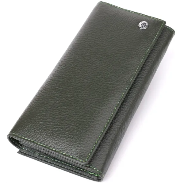 Стильний гаманець для жінок з монетницею із натуральної шкіри ST Leather 23106 Зелений