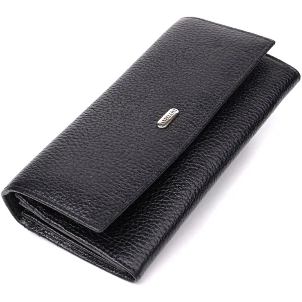 Класичний жіночий гаманець з натуральної шкіри CANPELLINI 20872_1 Чорний