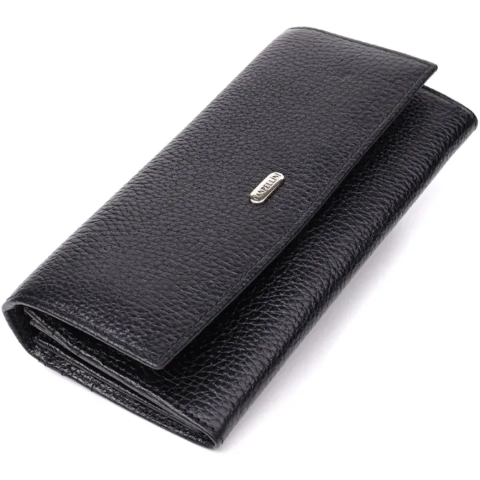 Класичний жіночий гаманець з натуральної шкіри CANPELLINI 20872_1 Чорний