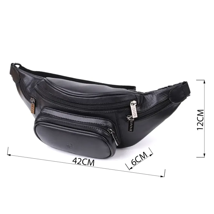 Цікава чоловіча сумка на пояс із гладкої натуральної шкіри Tony Perotti 20880_1 (6000 nero) Чорний