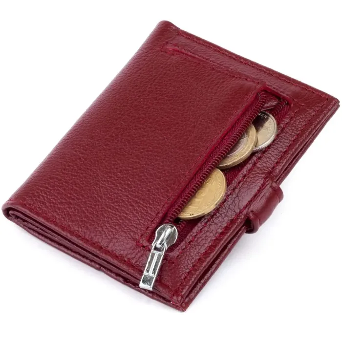 Кошелек-визитница на хлястике с кнопкой женский ST Leather 19231 Бордовый