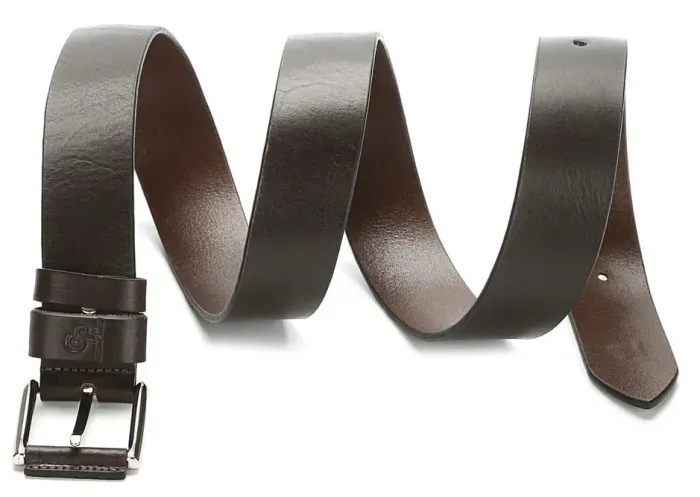 Ексклюзивний чоловічий джинсовий ремінь із натуральної шкіри GRANDE PELLE 00910 Коричневий