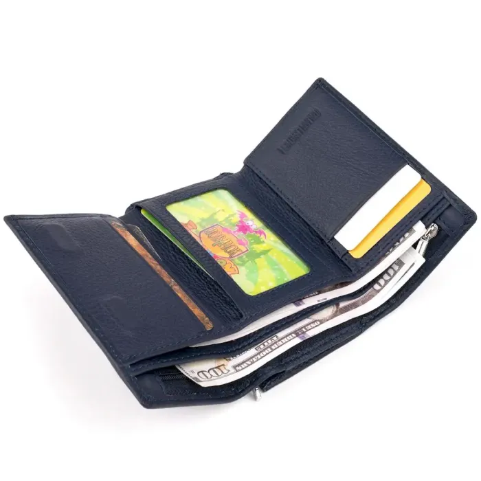 Горизонтальное портмоне из кожи унисекс на магните ST Leather 19336 Темно-синее