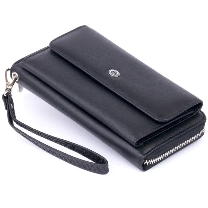 Гаманець з кишенькою на лицьовій стороні жіночий ST Leather 19367 Чорний