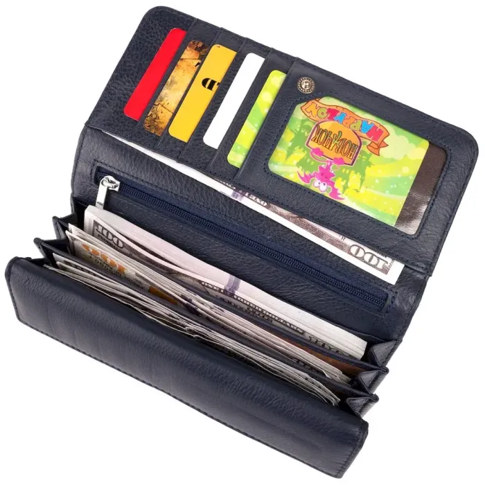 Гаманець шкіряний у дві додавання жіночий ST Leather 19291 Синій