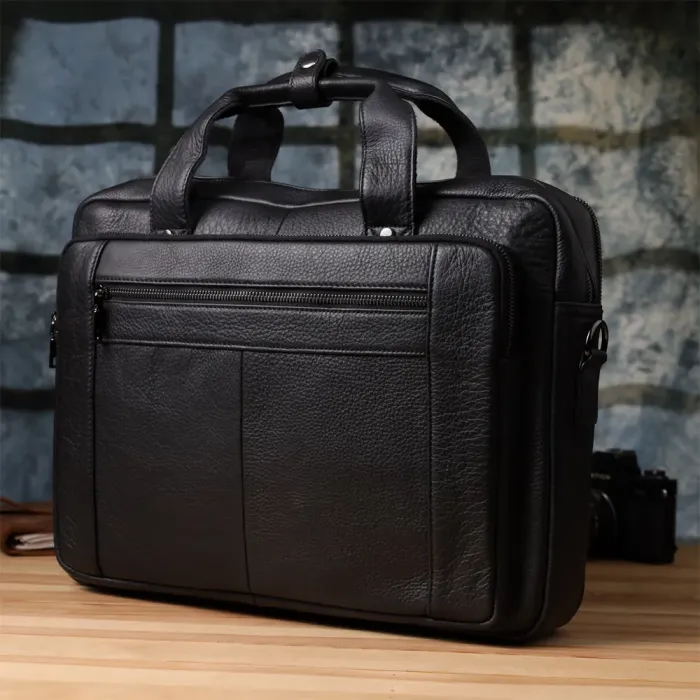Зручний портфель для чоловіків з натуральної шкіри Vintage 23042 Чорний