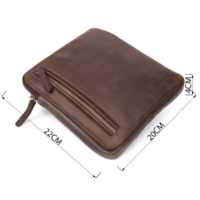 Практична сумка для чоловіків на плече з натуральної вінтажної шкіри Shvigel 23149 Коричневий