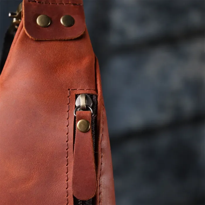 Чоловіча практична бананка з натуральної вінтажної шкіри Shvigel 23131 Рудий