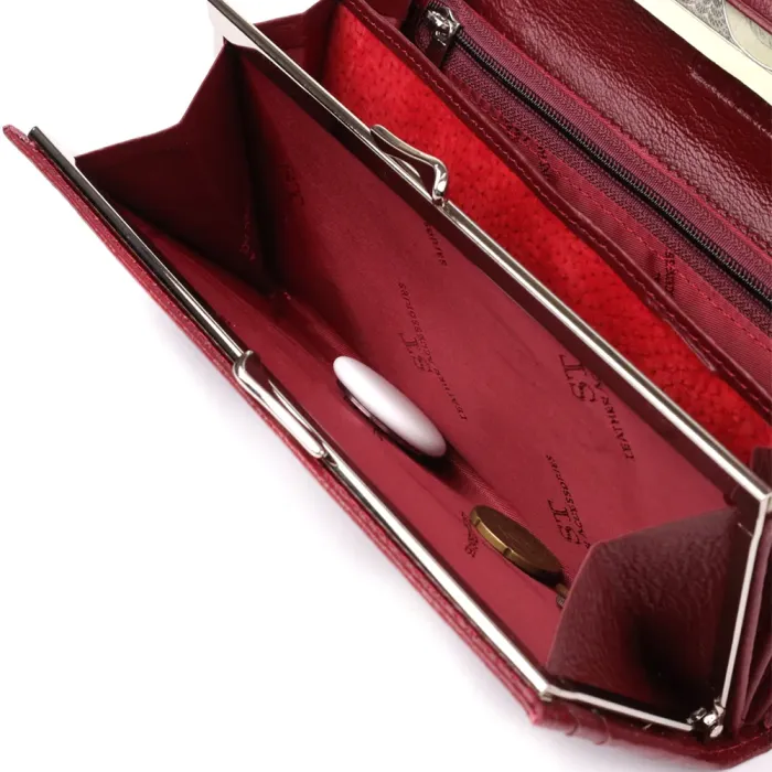 Місткий жіночий гаманець із натуральної шкіри ST Leather 23089 Бордовий