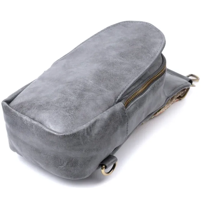 Модна сумка через плече в модному кольорі з екошкіри Vintage 22792 Сірий
